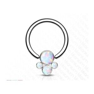 NEW White 16G Opal Septum Ring Puppy Paw Titanium Bead Circular Barbell
